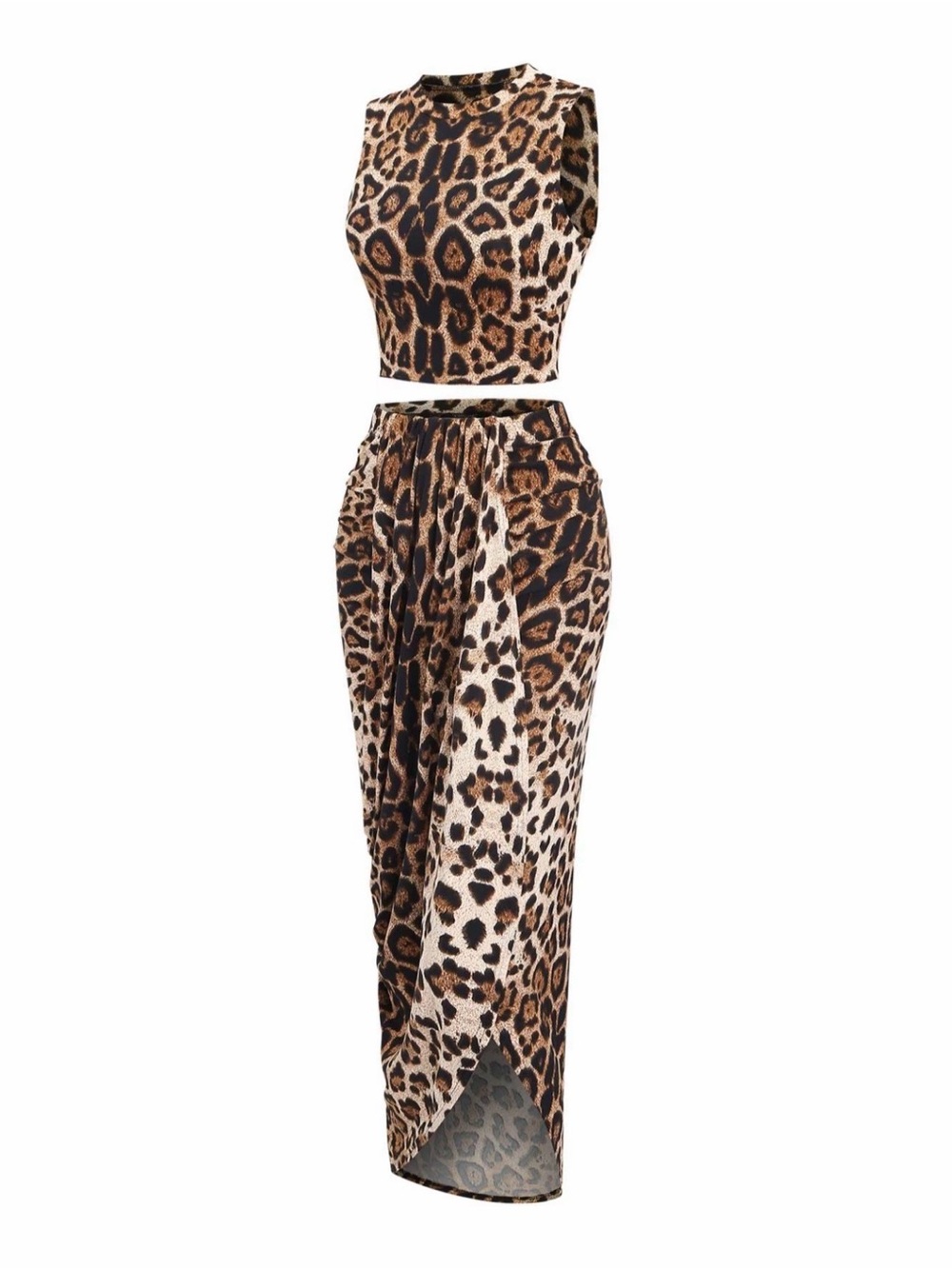 Leopard Print Skirt + Top Set - Brown Animal Pint New Boutique Soft Fabric - Picture 3 of 5